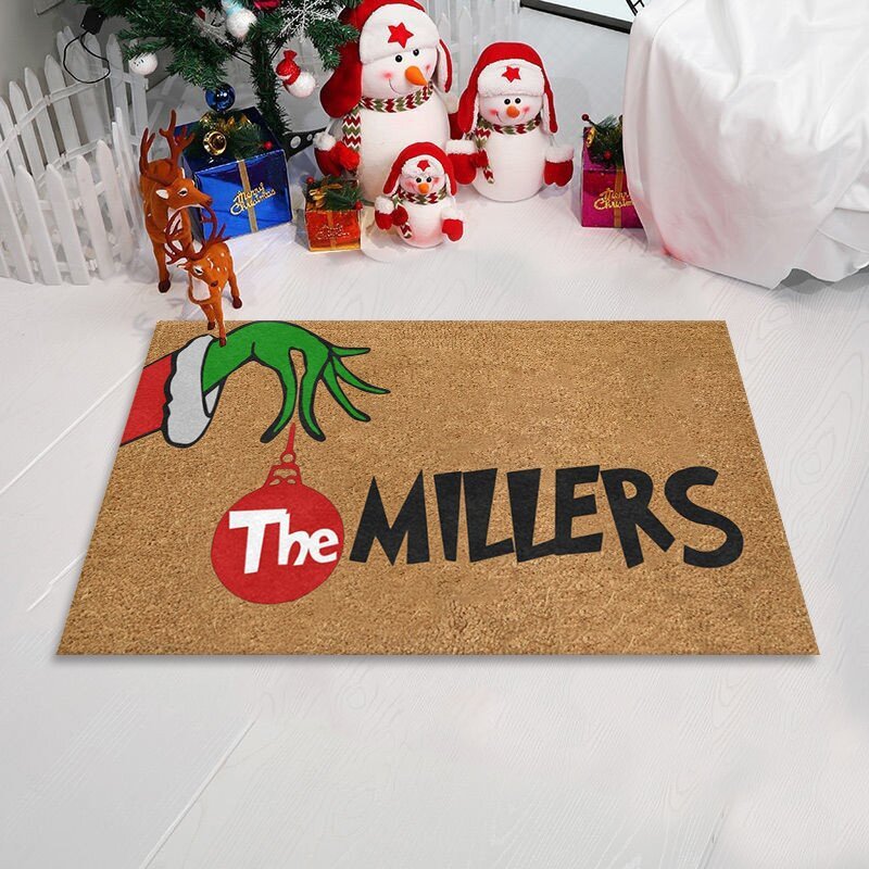 New Cartoon Christmas Letters Doorway Mat Kitchen Water Absorbent Ottoman