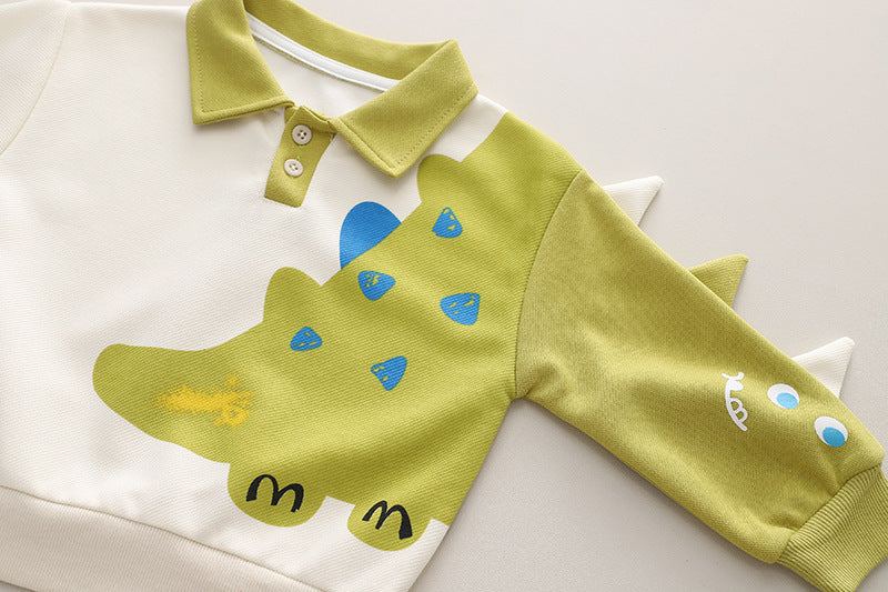 Kids Polo Long Sleeve Shirt and Pants Set Regular Cotton