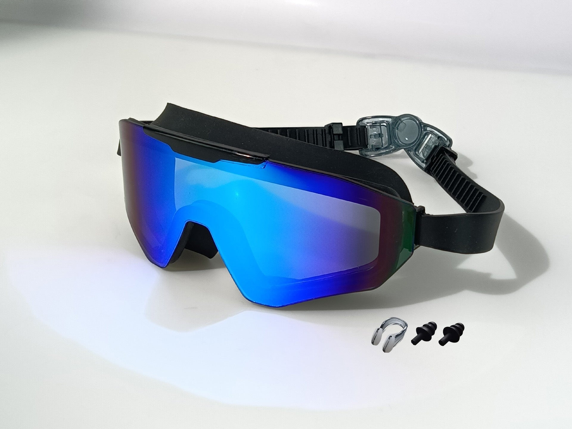 Plated Swimming Goggles Set with Nose Clip & Earplugs – Adult & Kids Models