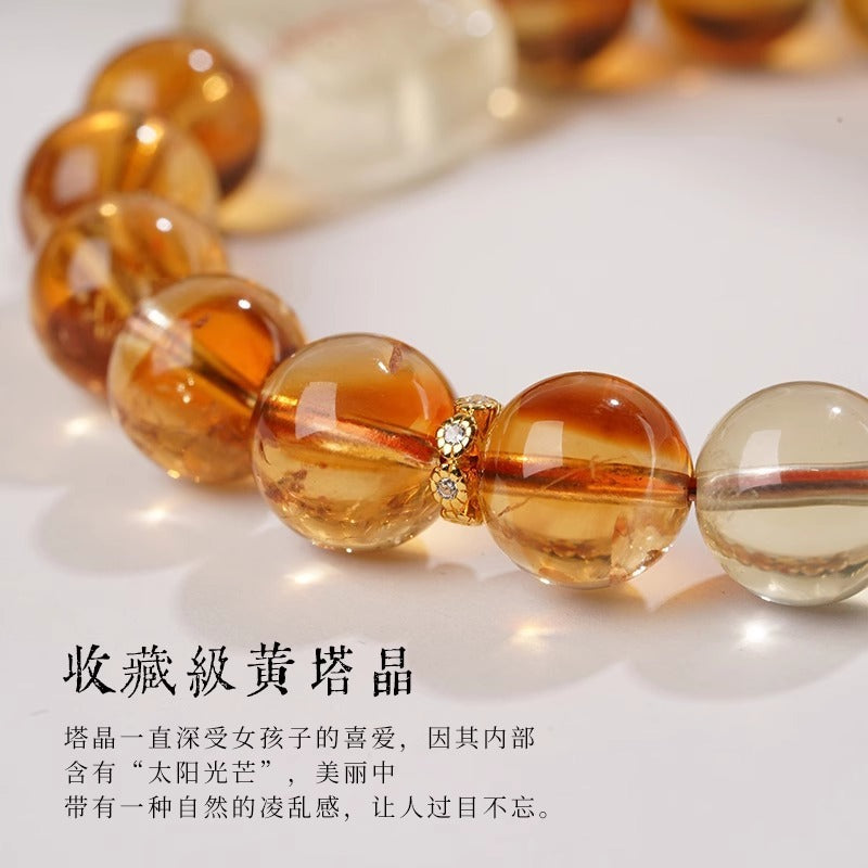 Women's Ethnic Style Carved Citrine Bracelet