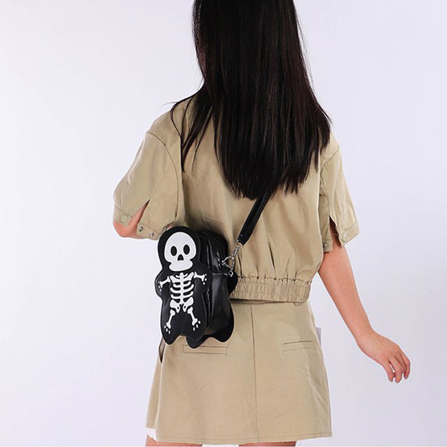 Halloween Skull Crossbody Bag – Cute Small Phone Shoulder Messenger Purse