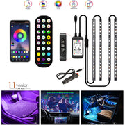 Car Interior LED Strip Lights – Waterproof RGB Ambient Lamps with Wireless Remote & Music Control