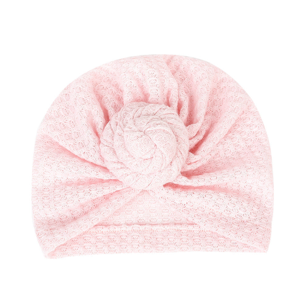 Children's Waffle Solid Color Baby Hat Elastic