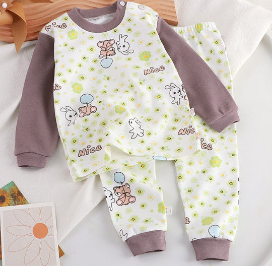 Children's Pure Cotton Cute Printed Autumn Clothes And Pants Set