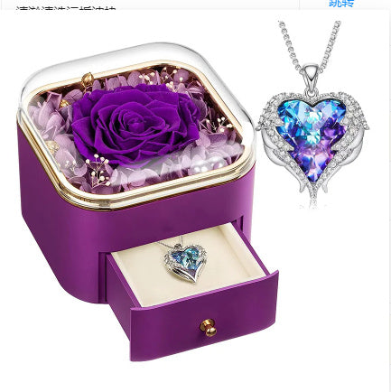 Rose Jewelry Box Drawer Organizer With Metal Construction