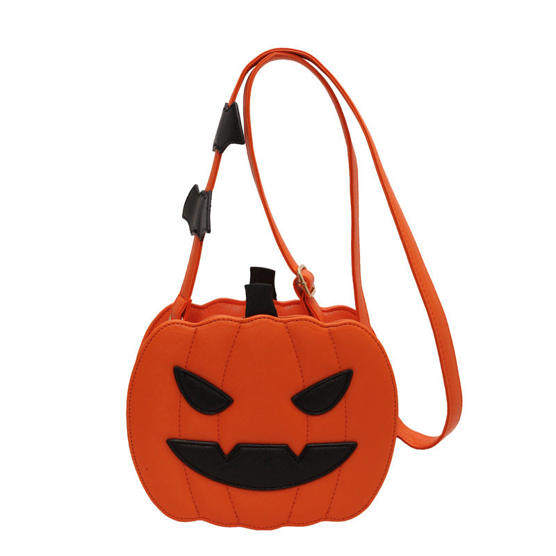 Halloween Pumpkin Crossbody Bag – 2023 Cartoon Shoulder Purse with Bat Design