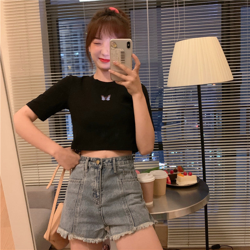 Trendy Short High-waist Slim-fit Crop Top
