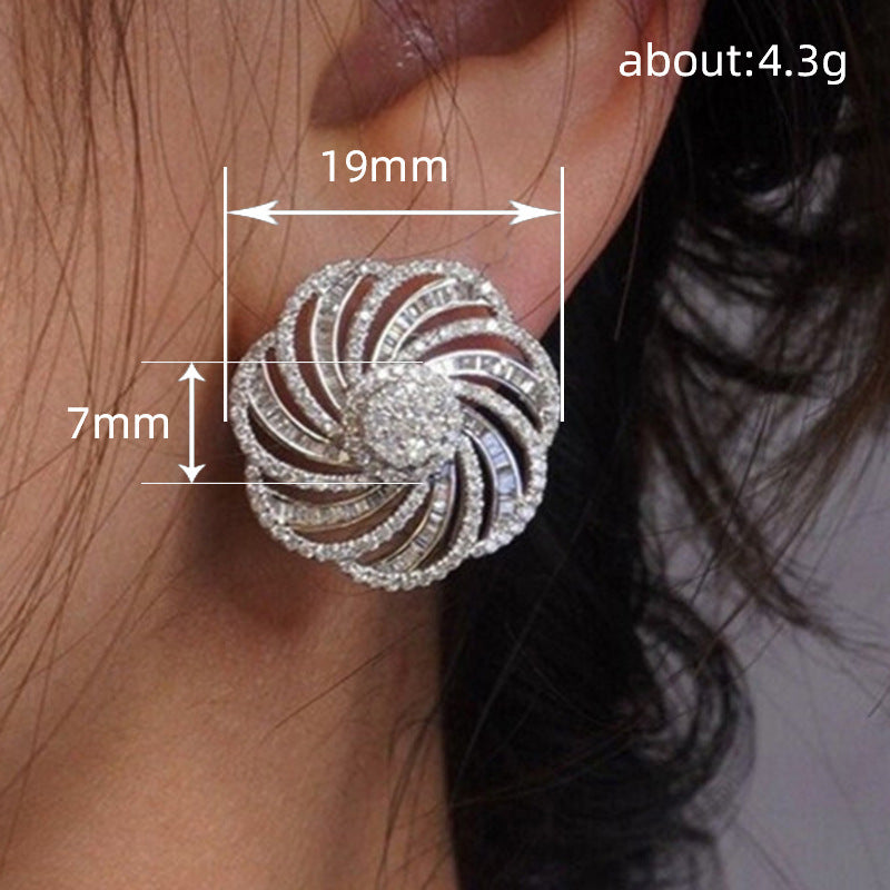 Geometric Line Flower Design Earrings Copper