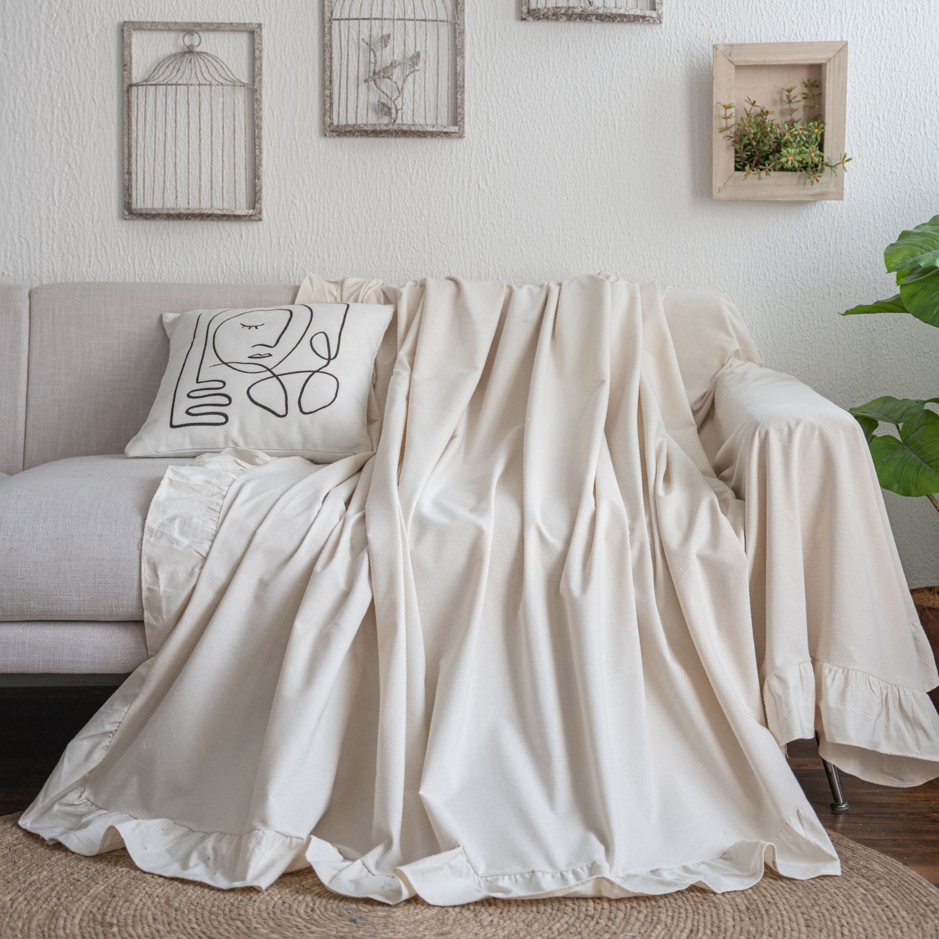 Sofa Towel Plain Pastoral Ruffled Multi-functional Cover Towel Retro