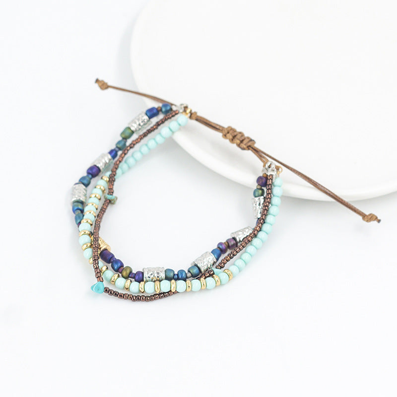 Women’s Multi-Layer Natural Stone Beaded Bracelet – Alloy Jewelry