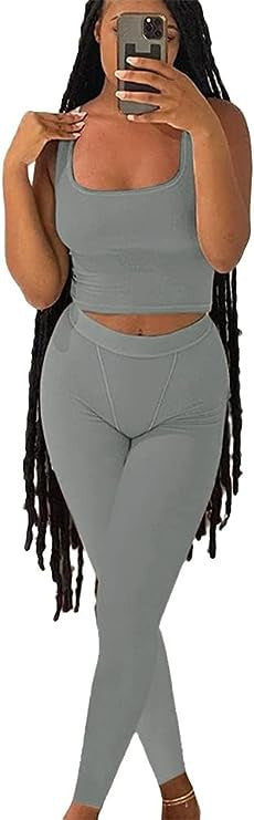Women’s Seamless Tank Top and High-Waist Leggings 2-Piece Set