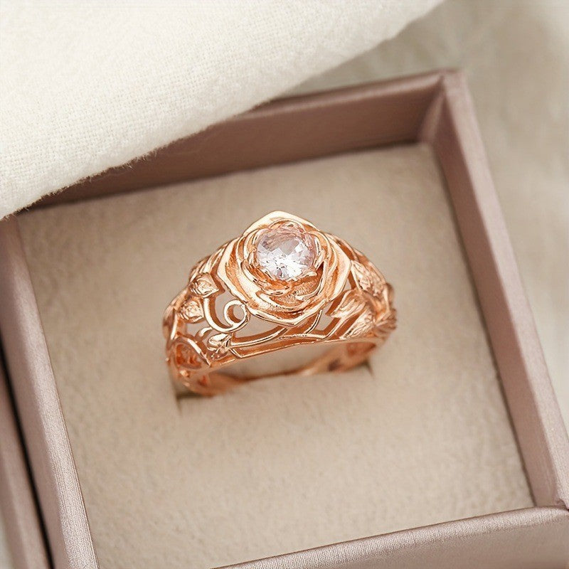 Fashion White Zircon Flower Ring