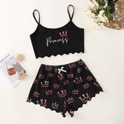 Letter Princess Printing Homewear With Braces Suit