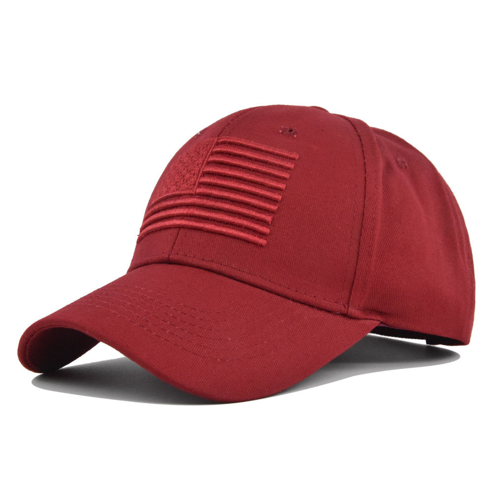Stereo Embroidered Peaked Cotton Cap with Hard Dome Top for Men and Women