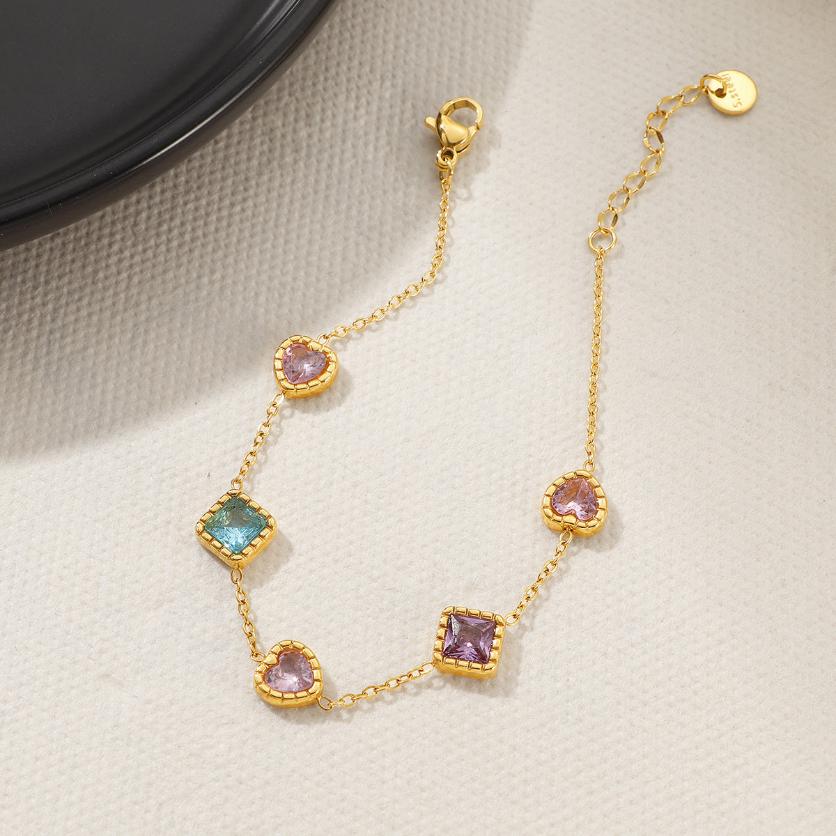 Women's Gold Heart Zircon Bracelet – Titanium Steel Gleaming Design