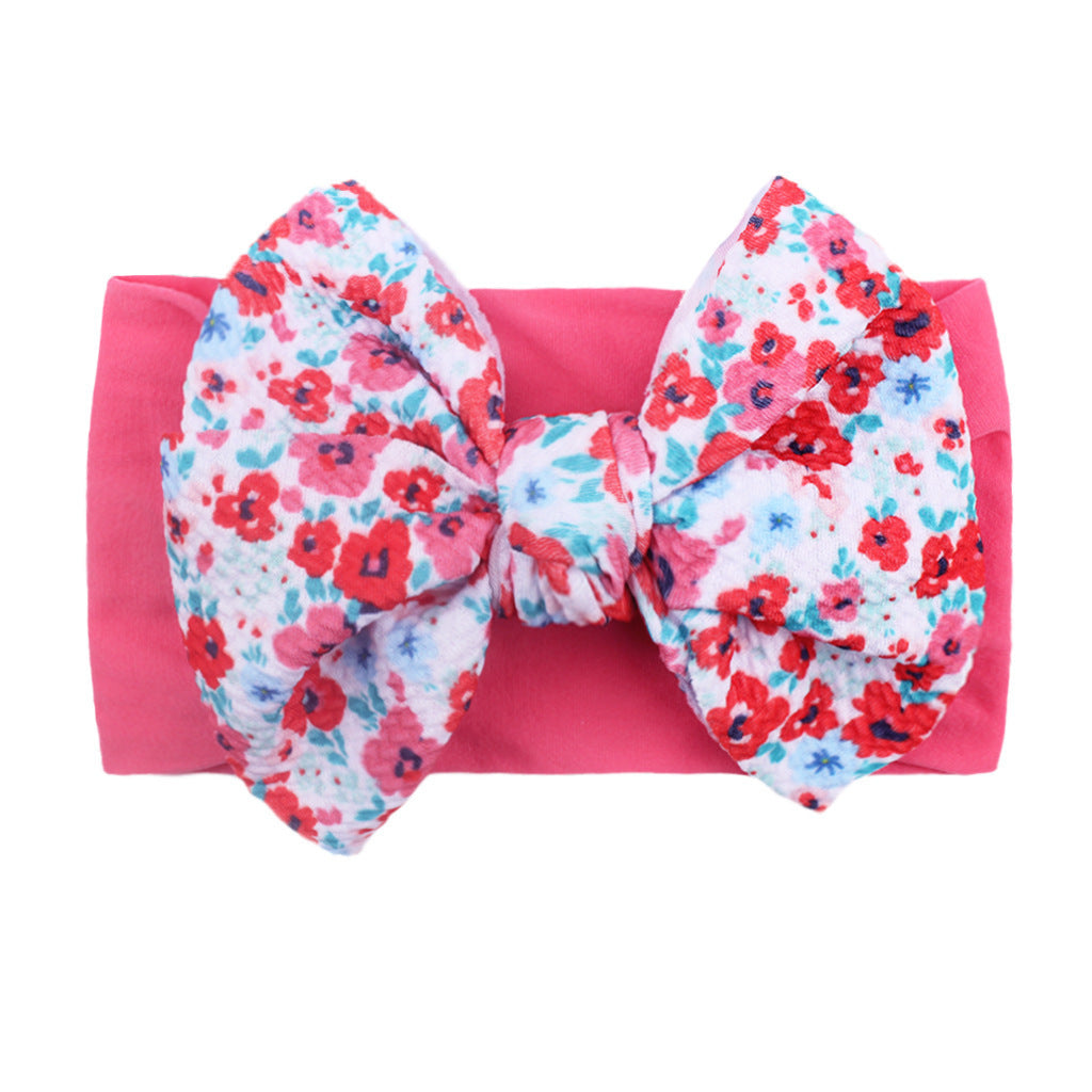 Nylon Bow Hair Band Baby Cute Soft Bow Printed Headband Baby Headscarf
