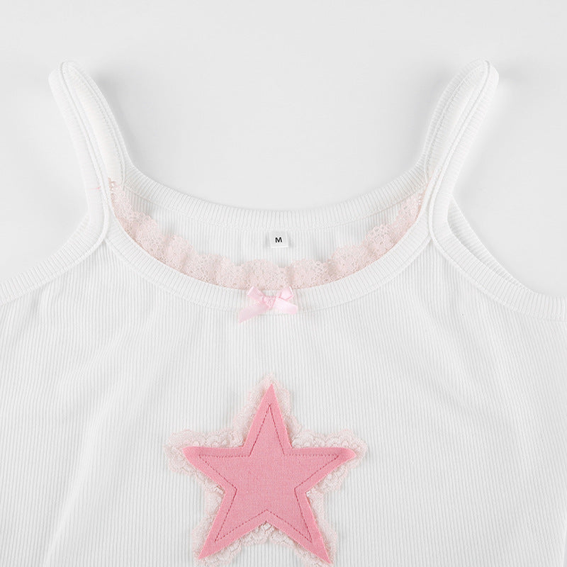 European And American Sweet And Spicy Short Crop-top Spaghetti-strap Vest