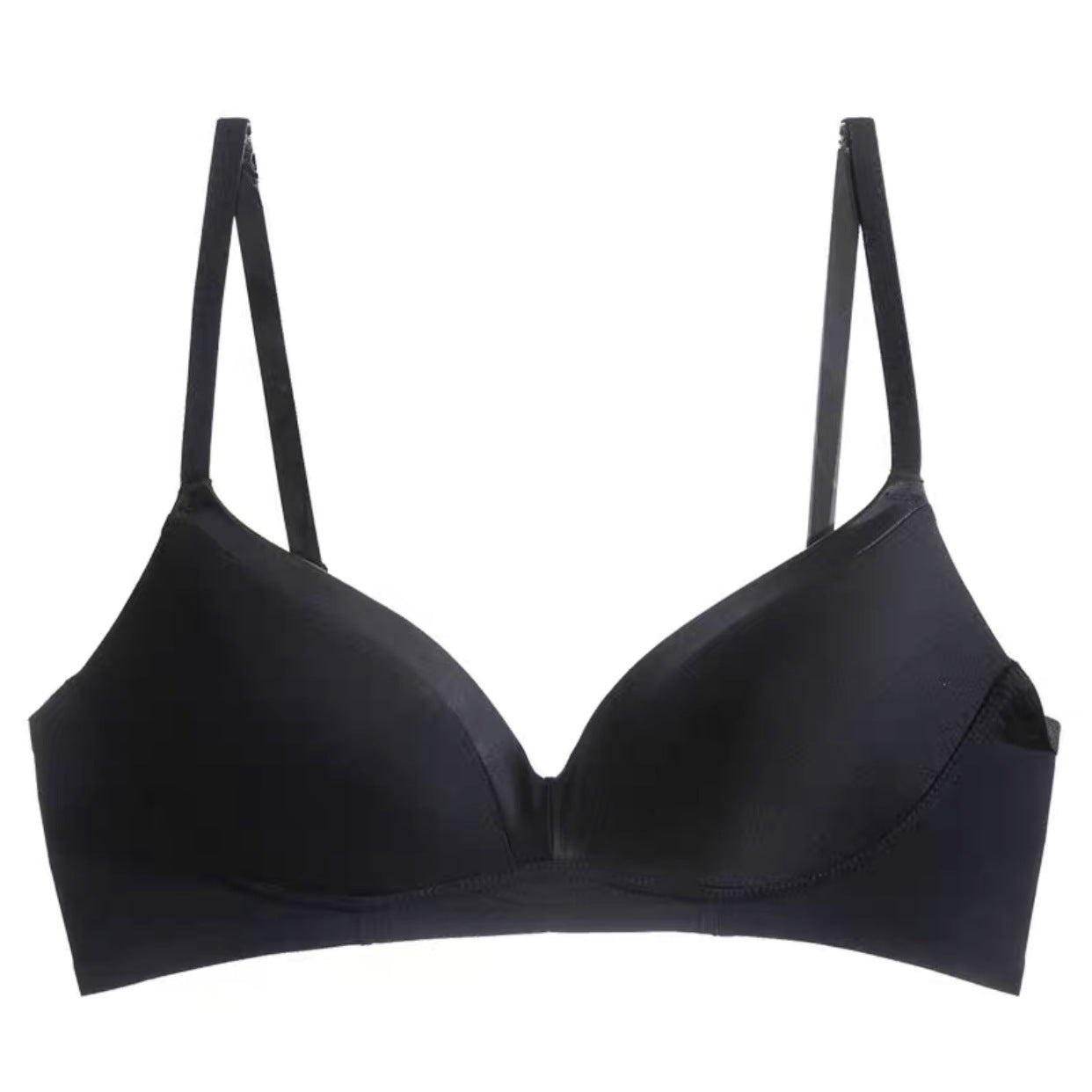 Satin French Triangle Cup Micro Push-Up Bra Without Steel Ring – Sexy Wireless Lingerie for Women