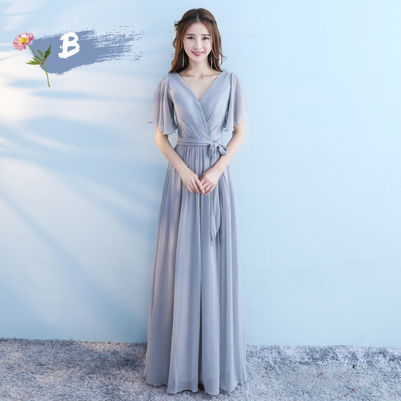 Sleeveless Deep V-Neck Bridesmaid Dress