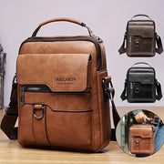 Mens Retro PU Leather Messenger Bag Crossbody Flap Backpack