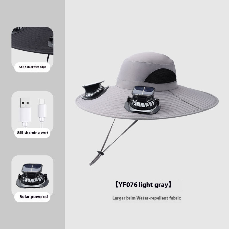 Solar Sunshade Cap With Fan Men's Outdoor Mountaineering Fishing Hat