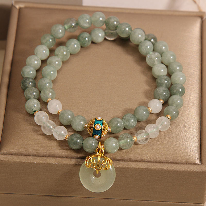 Aventurine Double-layer Jade Bracelet For Women Light Luxury Minority Exquisite Peace Buckle