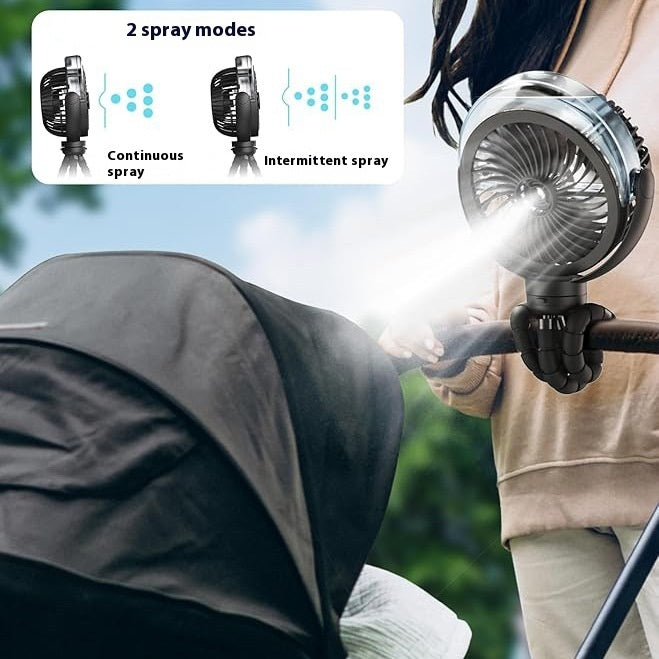 Outdoor Household Camping Comes With Ambience Light Stroller Octopus Spray Fan