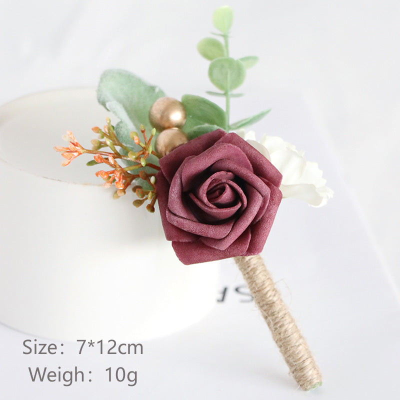 European Style Mori Style Wedding Groom Bride Simulation PE Corsage