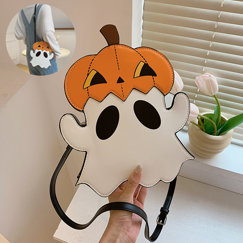 Halloween 3D Cartoon Pumpkin Ghost Bag – Creative Crossbody Shoulder Purse