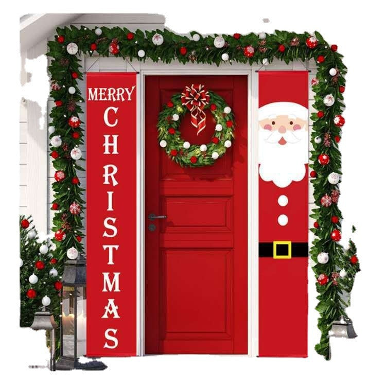 Christmas Couplet Decorative Door Curtain Hanging Flag