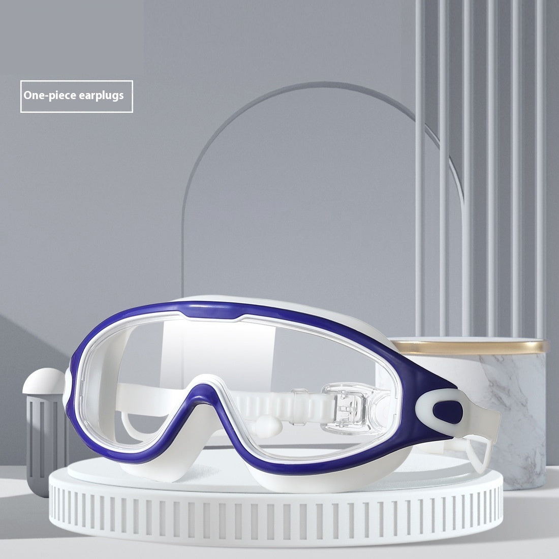 HD Waterproof Anti-fog Plating Swimming Goggles Plain Large Frame