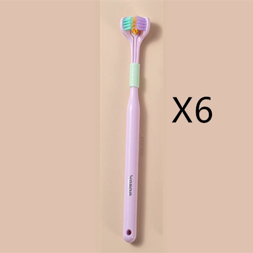 Three-Sided Macaron Soft Bristle Toothbrush – Deep Clean, Safe & Portable