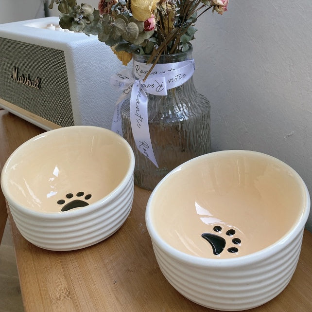 Ceramic Cat Bowl DogFood Basin Oblique Mouth Anti-tumble
