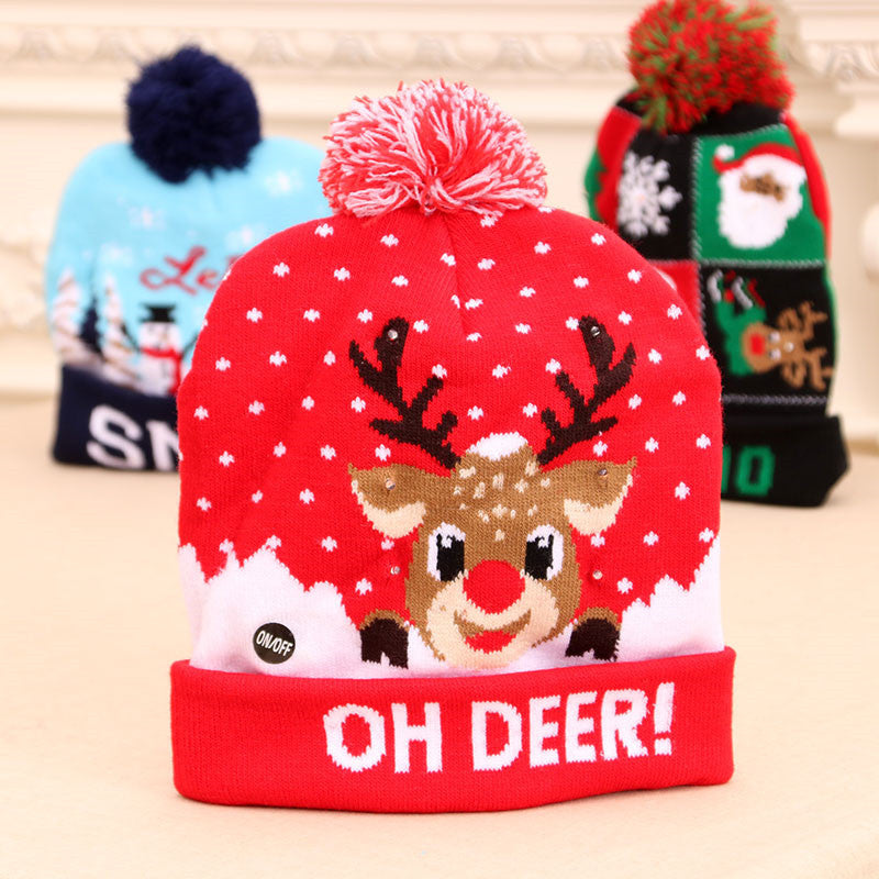 LED Light Up Christmas Knitted Hat Sweater Beanie for Kids and Adults