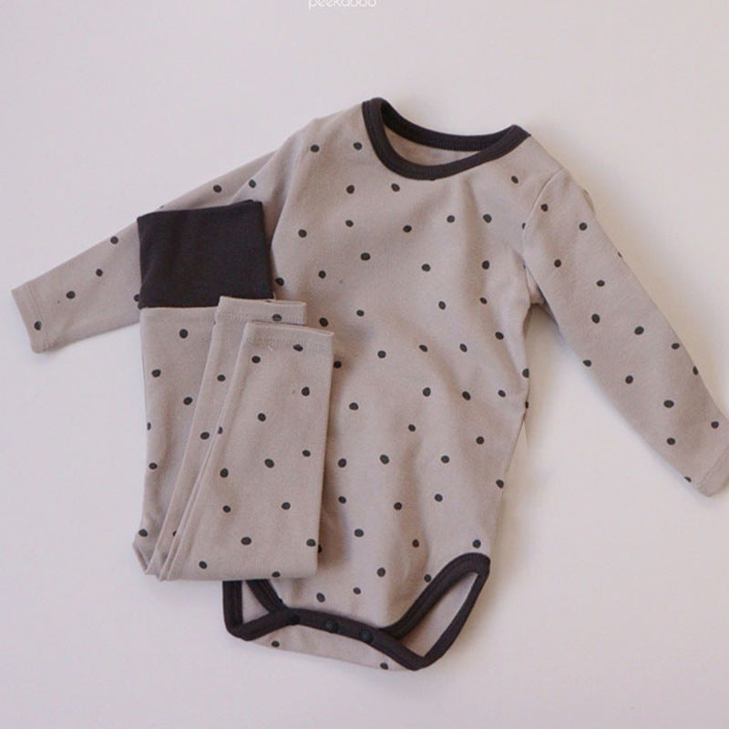 Long Sleeve Trousers Split High Waist Baby Bodysuit Suit