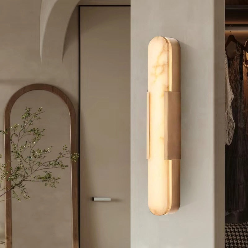 Modern Natural Marble Bedside Study Stone Wall Lamp