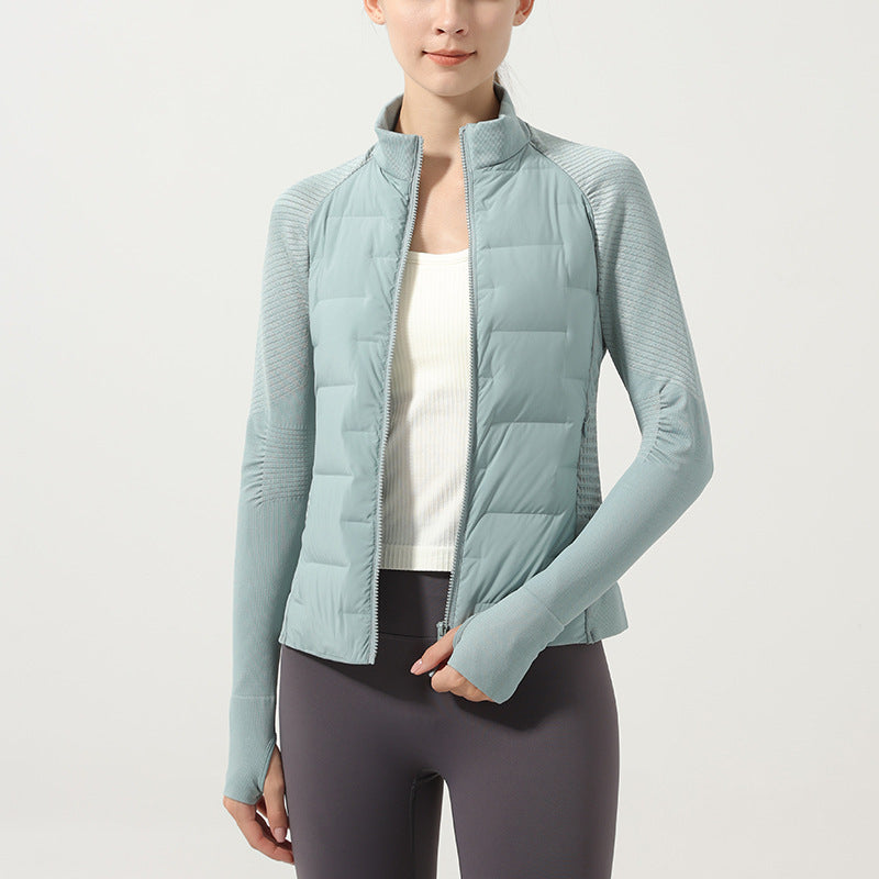 Women’s Lightweight Down Sports Jacket – Thermal Slim Fit Training Coat