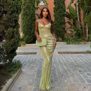 Sling Backless Slim Fit Sequins Formal Dress