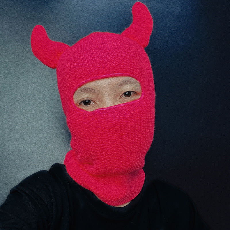 Halloween Wool Hat Horn Single Hole Headgear
