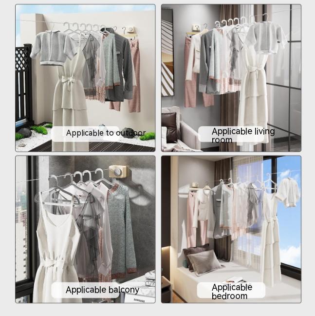 Invisible Retractable Clothesline – Indoor Punch-Free Drying Rack for Bathroom and Balcony with Space-Saving Shrink Design
