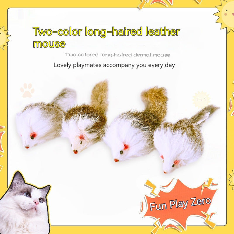Cat Two-color Leather Rabbit Fur Large Mouse Toy