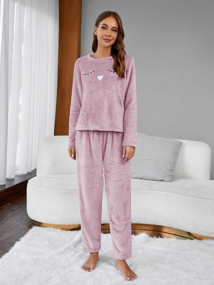 Women's Flannel Pajama Set Cozy Thickened Soft Homewear