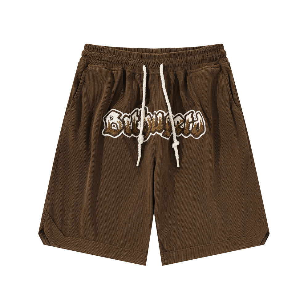 Men's Relaxed Fit Polyester Shorts Embroidered Letters
