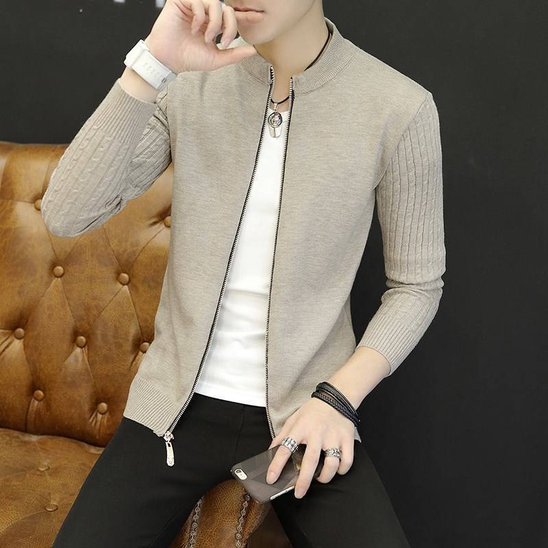 Spring And Autumn Jacket Men's Korean-style Slim-fit Knitted Cardigan Coat