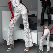 Women’s Lace Straight Pants – Sexy High-Waist Fashion Casual Trousers