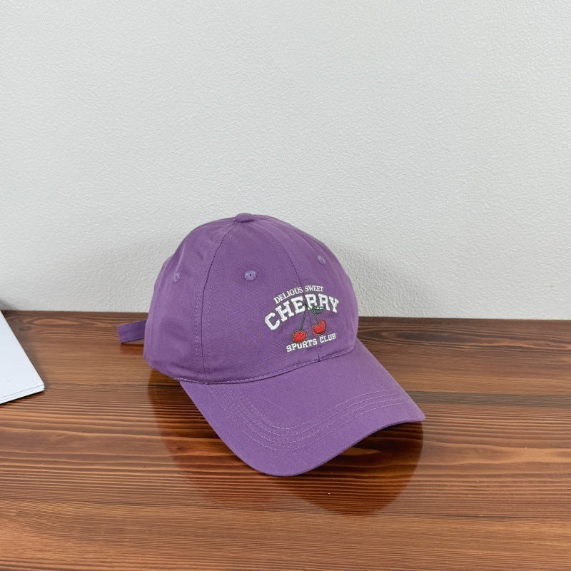 Cute Cartoon Embroidery Cherry Baseball Cap For Women