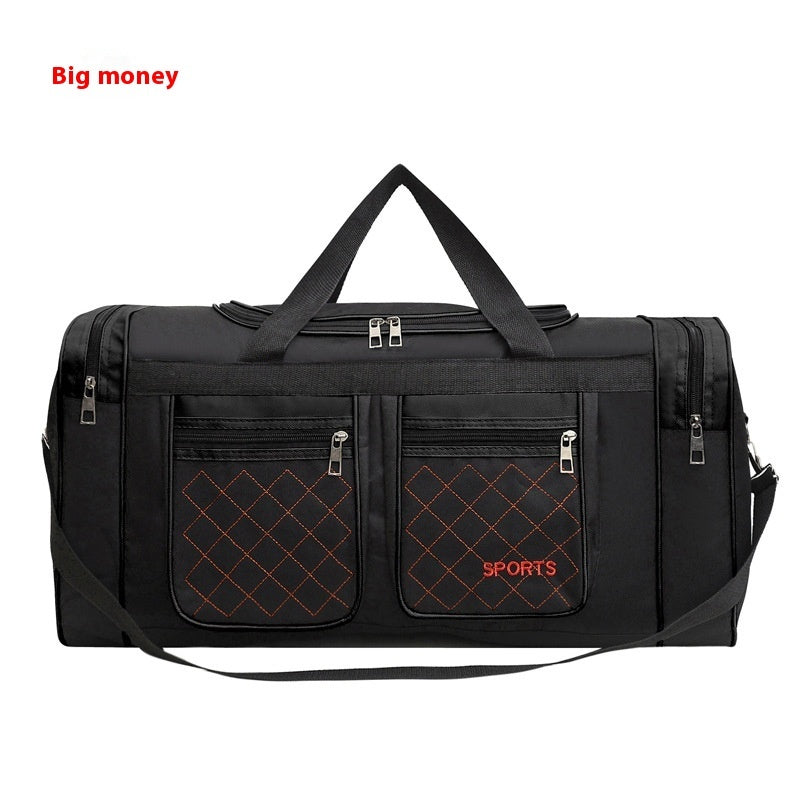 Unisex Oversized Oxford Travel Bag With Rhombus Pattern