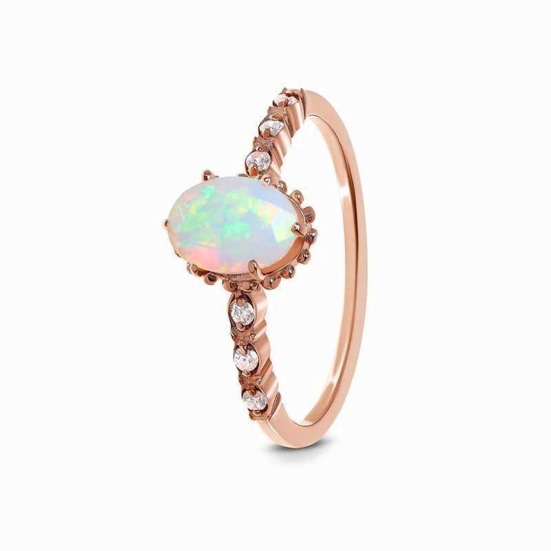 Imitation Moonstone Oval Rose Gold Ring Women's Niche