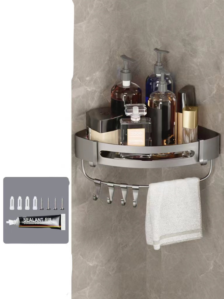 Bathroom Triangle Shelf – Wall-Mounted Perforated Simple Corner Storage Rack