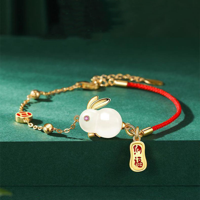 Tiger Stone Rabbit Link Chain Bracelet for Women and Girls